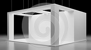 Empty White Modern Exhibition Booth 3D Render