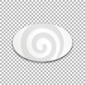 Empty white oval paper plate. Vector Illustration on transparent background.