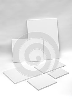 Empty white painter canvases isolated on white with clipping pat
