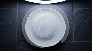 Empty white plate on dark tile background AI-generated