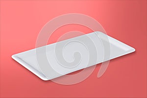 Empty white plate on gradient red rose background