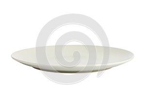 Empty white plate isolated on white background photo