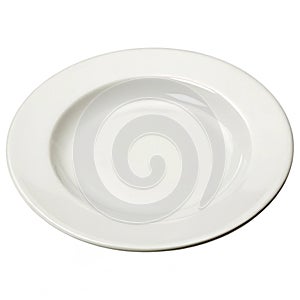 Empty white plate isolated on white background