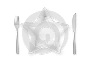 Empty white plate on a white isolated