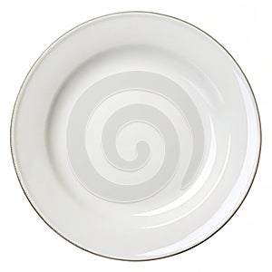 Empty white plate isolated on transparent background