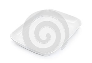 Empty white plate isolated on white