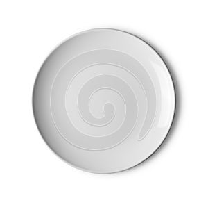 Empty white plate on white background