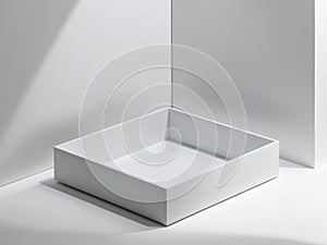 empty white rectangle platform box simple mockup. photo