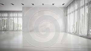 Empty white room 3D rendering