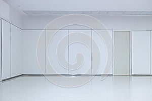 Empty white room with ceiling floor and door, nobody space inter