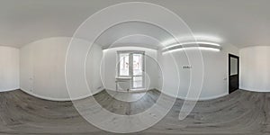 Empty white room without furniture. full seamless spherical hdri panorama 360 degrees in interior room in modern apartments in