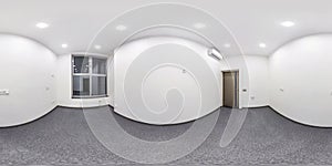 Empty white room without furniture. full spherical hdri panorama 360 degrees in interior room in modern apartments,  office or