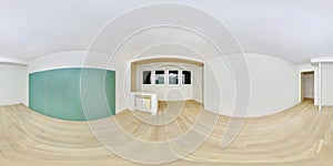 Empty white room without furniture. full spherical hdri panorama 360 degrees in interior room in modern apartments,  office or