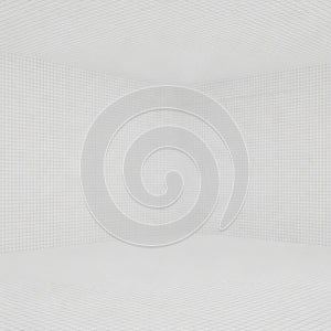 Empty White Room with Grid Pattern on Walls and Floor interior