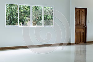 Empty white room interior in residential house building