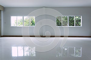 Empty white room interior in residential house building