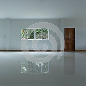 Empty white room interior in residential house building