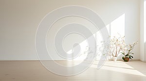 Empty White Room With Plant: 3d Rendering In Panasonic Lumix S Pro 50mm F14 Style