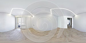 Empty white room with repair without furniture. full seamless spherical hdri panorama 360 degrees in interior of white room for