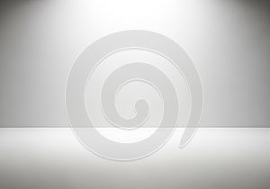 Empty white room with a seamless transition between floor and