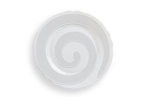 Empty white round plate on white background, clipping path inclu