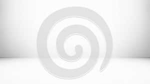 Empty white studio background.