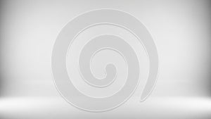 Empty White Studio Background with Soft Gradient Lighting and Subtle Floor Shadow Effect