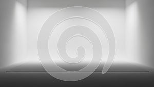 Empty White Studio Room with Spotlights interior