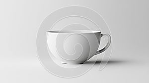 Empty white teacup on a light background