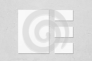 empty white vertical poster and horisontal rectangle business card mockups