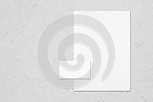 empty white vertical poster and horizontal rectangle business card mockup