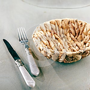 Empty Wicker Basket Bowl