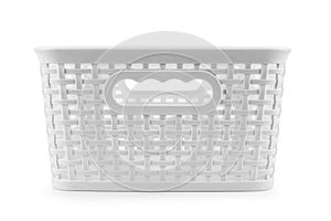 Empty wicker basket  on white
