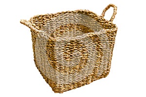 Empty wicker basket with handles