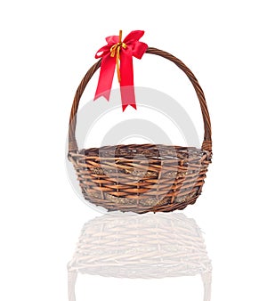 Empty wicker basket isolated