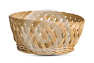 Empty wicker basket isolated on white