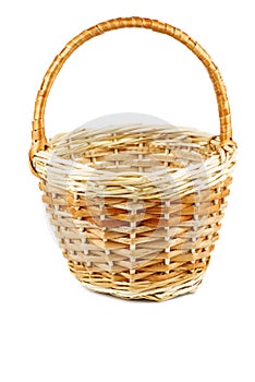 Empty wicker basket on white background