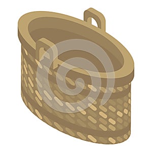 Empty wicker icon, isometric style