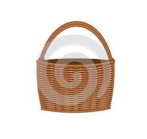 Empty wicker picnic basket