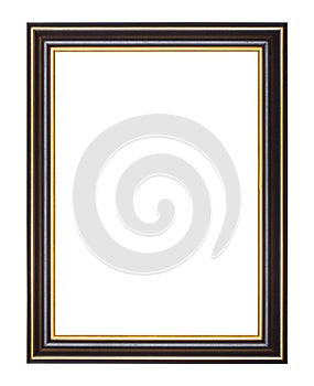 Empty wide black and gold wooden picture frame