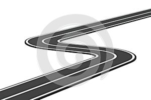 Empty Winding Asphalt Road. 3d Rendering