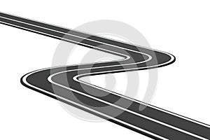 Empty Winding Asphalt Road. 3d Rendering