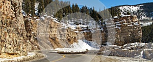 Empty Winding Road In Colorado Mountains