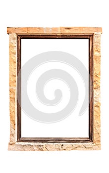 Empty window in the stone old from a stone isolated white background