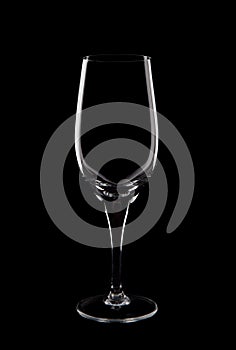 Empty wine glass on black background studio shot