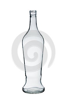 Empty wine glass bottle without lid on white background