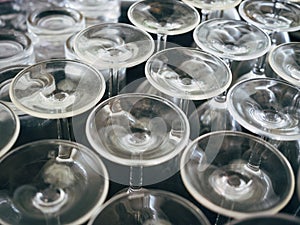 Empty wine glass bottom in rows Party Abstract background