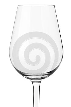 Empty wine glass close up isolated on white