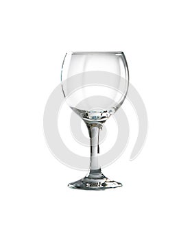 Empty wine glass isolated on white background. Closeup