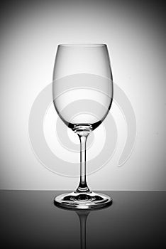 empty wine glass on the light gray background